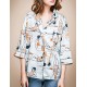 LIANGSANSHIWomen's Casual/Daily Street chic Summer Shirt,Print Shirt Collar ? Sleeve Blue Polyester / Others Thin