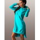 Women's Casual/Daily / Plus Size Dress,Solid Round Neck / Hooded Above Knee Long Sleeve Blue / Black / Gray Polyester Fall Micro-elastic