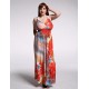 Women's Beach / Plus Size Boho Dress,Floral V Neck Maxi Sleeveless Orange Polyester / Spandex Summer