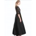 Women's Party/Cocktail Sexy Plus Size / Lace Dress,Solid V Neck Maxi ? Length Sleeve Black Polyester Spring