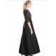 Women's Party/Cocktail Sexy Plus Size / Lace Dress,Solid V Neck Maxi ? Length Sleeve Black Polyester Spring