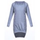 Women's Casual/Daily / Plus Size Dress,Solid Round Neck / Hooded Above Knee Long Sleeve Blue / Black / Gray Polyester Fall Micro-elastic