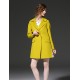  Women's Going out Simple Notch Lapel Long Sleeve Fall / Winter Yellow Wool / Polyester Medium