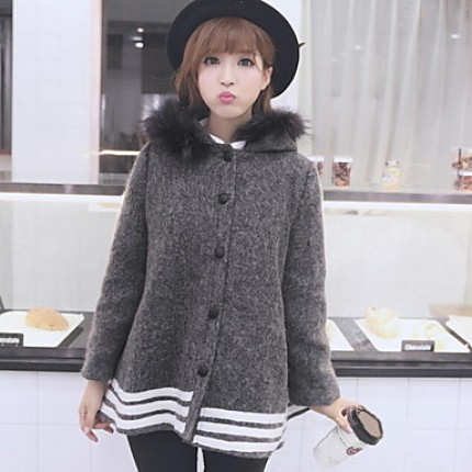 Maternity Regular Trench Coat , Casual Long Sleeve Polyester/Acrylic