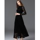  Women's Work Vintage DressSolid Stand Maxi Long Sleeve Black Cotton / Polyester / Nylon