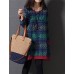 Casual/Daily / Plus Size Cute Dress Round Neck Above Knee Long Sleeve Blue Cotton / Linen Spring / Fall / Winter Inelastic Medium