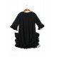  Women's Going out Cute Loose Dress,Solid Round Neck Above Knee ? Sleeve Black Cotton Spring