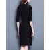 Women's Simple Sheath DressSolid / Striped V Neck Above KneeLength Sleeve Black Cotton / Rayon Fall Mid Rise