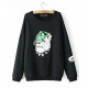 Women's Print / Character White / Black Hoodies , Casual Round Neck Long Sleeve