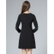 Boutique S Women's Casual/Daily Vintage Shift Dress,Embroidered Round Neck Above Knee Long Sleeve Polyester Fall