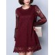 Casual/Daily / Plus Size Street chic Shift Dress,Solid Round Neck Above Knee Long Sleeve Red / White / Black Polyester Spring Mid Rise