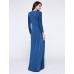 Women's Party/Cocktail Plus Size Plus Size Dress,Solid V Neck Midi Long Sleeve Blue Spandex Fall