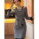 Women's OL Commuter Slim Waist Flod Tweed Plus Size Dress(with Strap)