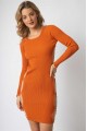 Orange Knit Gold Accent Ring Open Back Mini Dress