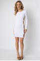 White Knit Side Cut-Out With Gold Accent Ring Open Back Mini Dress