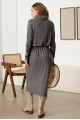 Turtle Neck Elastic Waist Long Sleeve Midi Dress