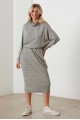 Turtle Neck Elastic Waist Long Sleeve Midi Dress