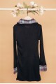 Little Girls Black Charcoal Combo Plaid Sweater Dress