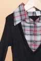 Little Girls Black Charcoal Combo Plaid Sweater Dress