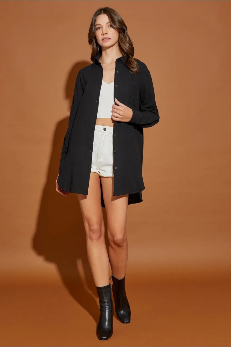 Cotton Double Gauze Oversized Shirt Dress