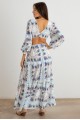 Floral Ruffle Criss-Cross Waist O-Ring  Maxi Dress