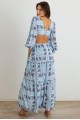 Floral Ruffle Criss-Cross Waist O-Ring  Maxi Dress