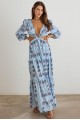 Floral Ruffle Criss-Cross Waist O-Ring  Maxi Dress