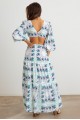 Floral Ruffle Criss-Cross Waist O-Ring  Maxi Dress