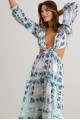 Floral Ruffle Criss-Cross Waist O-Ring  Maxi Dress