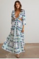 Floral Ruffle Criss-Cross Waist O-Ring  Maxi Dress