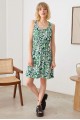 Casual Floral Print Cross Back Sleeve Flowy Hem Mini Dress