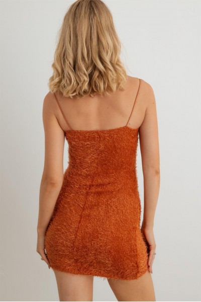 Fuzzy Knit Strapy Off The Shoulder Mini Dress