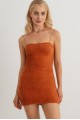 Fuzzy Knit Strapy Off The Shoulder Mini Dress