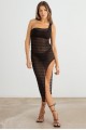 Knit One Shoulder See Through Cover Up Midi Dress