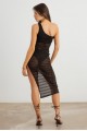 Knit One Shoulder See Through Cover Up Midi Dress