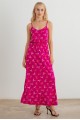 Leaf Print Sleeveless Elastic Waist Maxi Dress