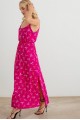 Leaf Print Sleeveless Elastic Waist Maxi Dress