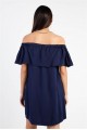 Off-The-Shoulder Neckline Ruffle Overlay Mini Dress