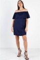 Off-The-Shoulder Neckline Ruffle Overlay Mini Dress