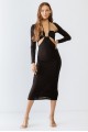 Black Cut-Out Sleeveless Midi Dress & Open Front Long Sleeve Cover-Up Set /3-2-1