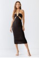 Black Cut-Out Sleeveless Midi Dress & Open Front Long Sleeve Cover-Up Set /3-2-1