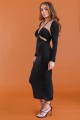 Black Cut-Out Sleeveless Midi Dress & Open Front Long Sleeve Cover-Up Set /3-2-1