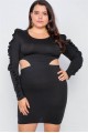 Plus Size Black Cut-Out Mini Dress