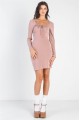 Dusty-Mauve Bust Self-Tie Cut-Out Long Sleeve Mini Dress /3-2-1