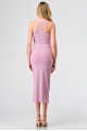 Pink Ribbed One Shoulder Cut-Out Side Midi Dress /1-2-2-1