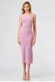 Pink Ribbed One Shoulder Cut-Out Side Midi Dress /1-2-2-1