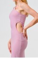 Pink Ribbed One Shoulder Cut-Out Side Midi Dress /1-2-2-1