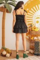 Black Cotton Smocked Ruffle Sleeveless Mini Dress /3-2-1