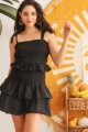 Black Cotton Smocked Ruffle Sleeveless Mini Dress /3-2-1