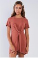 Short Sleeve Knotted Crew Neck Chic Mini Dress